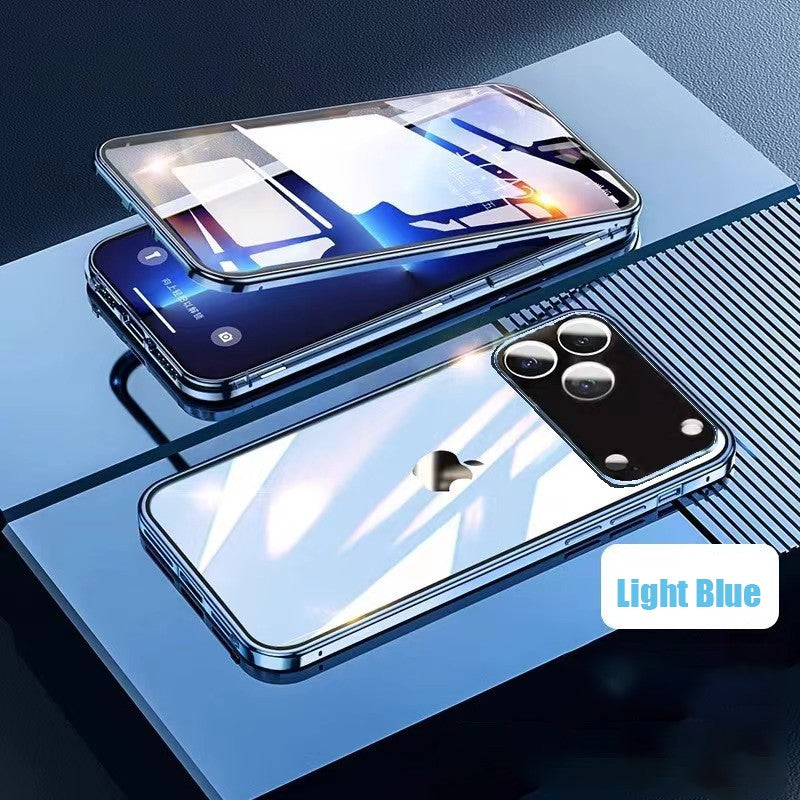 Capa Protetora 360° Magnética de Metal com Vidro Dupla Face e Trava de Encaixe para iPhone 17 Pro Max/17/Air/17 Pro