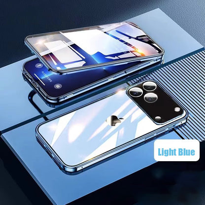 Capa Protetora 360° Magnética de Metal com Vidro Dupla Face e Trava de Encaixe para iPhone 17 Pro Max/17/Air/17 Pro