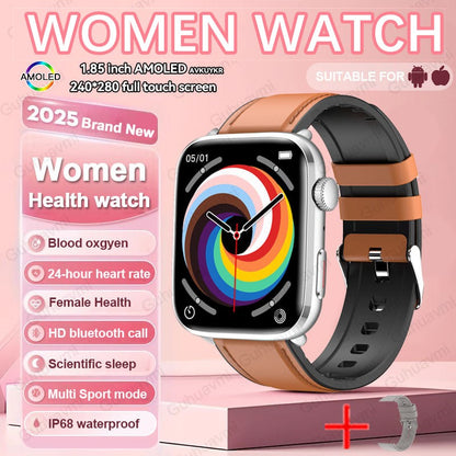 2025New NFC Smat Watch Women 1.85-inch Blood Pressure Heart Rate Bluetooth Call Female Health Smarwatches Ladies For Android IOS