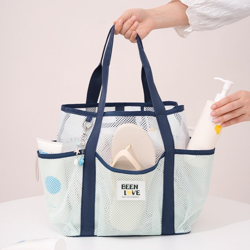 Transparent Mesh Handheld Beach Bag with Large Capacity for Swimming Big Eye Net Beach Bag Portable Handbag for Beach Accessorie