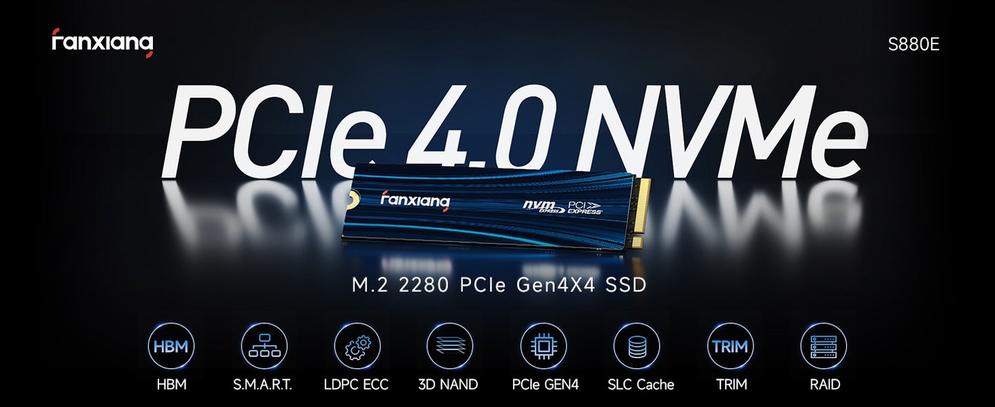 Fanxiang S880E SSD M.2 7300MB/s 1TB/2TB/4TB M.2 NVMe SSD PCIe 4.0x4 Disco Rígido Interno Para PS5 Laptop PC