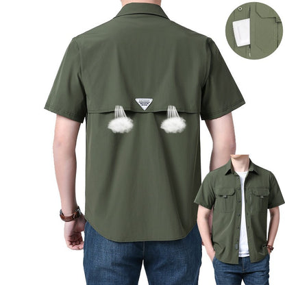 Men's Breathable Short Sleeve Shirt Men Casual Tactical Cargo Shirts Summer Quick Dry Hiking Work Shirts for Man Short-sleeved
