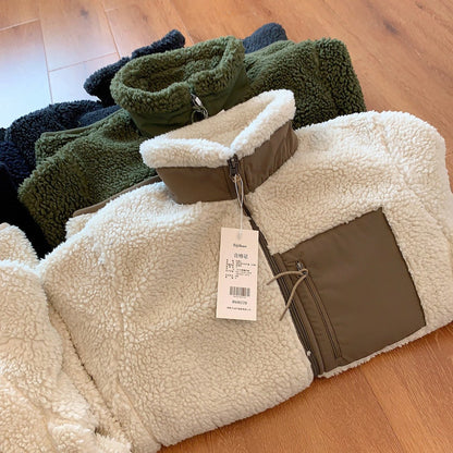 Motorcycle Outdoor Fleece Jacket For Men/Women Double Sided Fleece Thickened Plush Rider Cycling Suit Lamb Wool Windproof Jacket