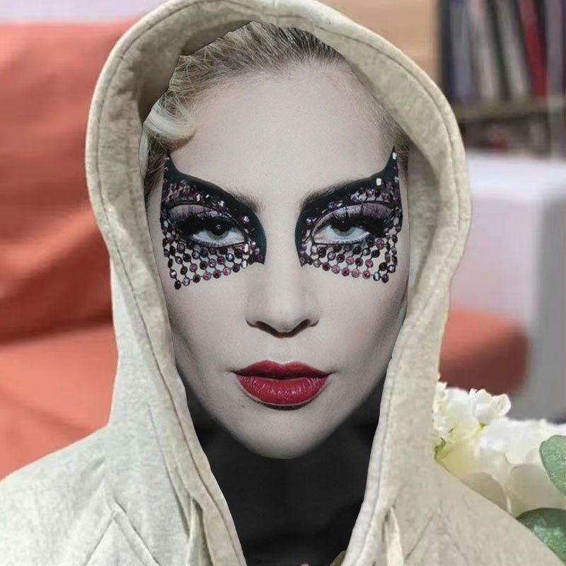 3D Printed Funny Mask Cosplay Pop Singer Lady gaga Full Face Elastic Mesh Breathable Masks Balaclava Headcovers Fan Props