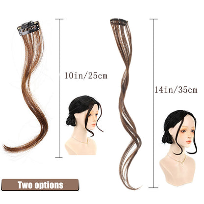 2PC Franja Sintética Extensões de Cabelo Peruca Cacheado Presilha Frontal Lateral Longa Ondulada Franja Loira Com Presilha Franja Invisível Cabelo Falso
