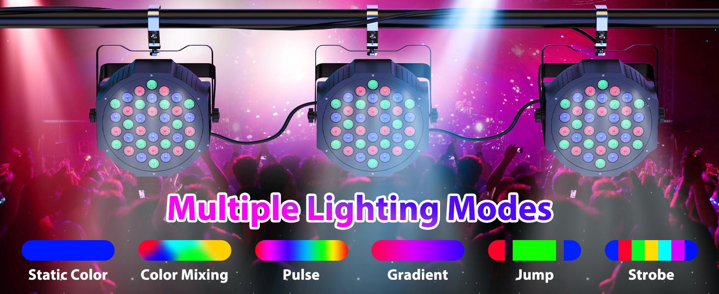 Datewink 4PCS 36LEDs Flat Par Lights With Bag RGB Stage Lighting Effect DMX512 For DJ Disco Wedding Party Nightclub Christmas