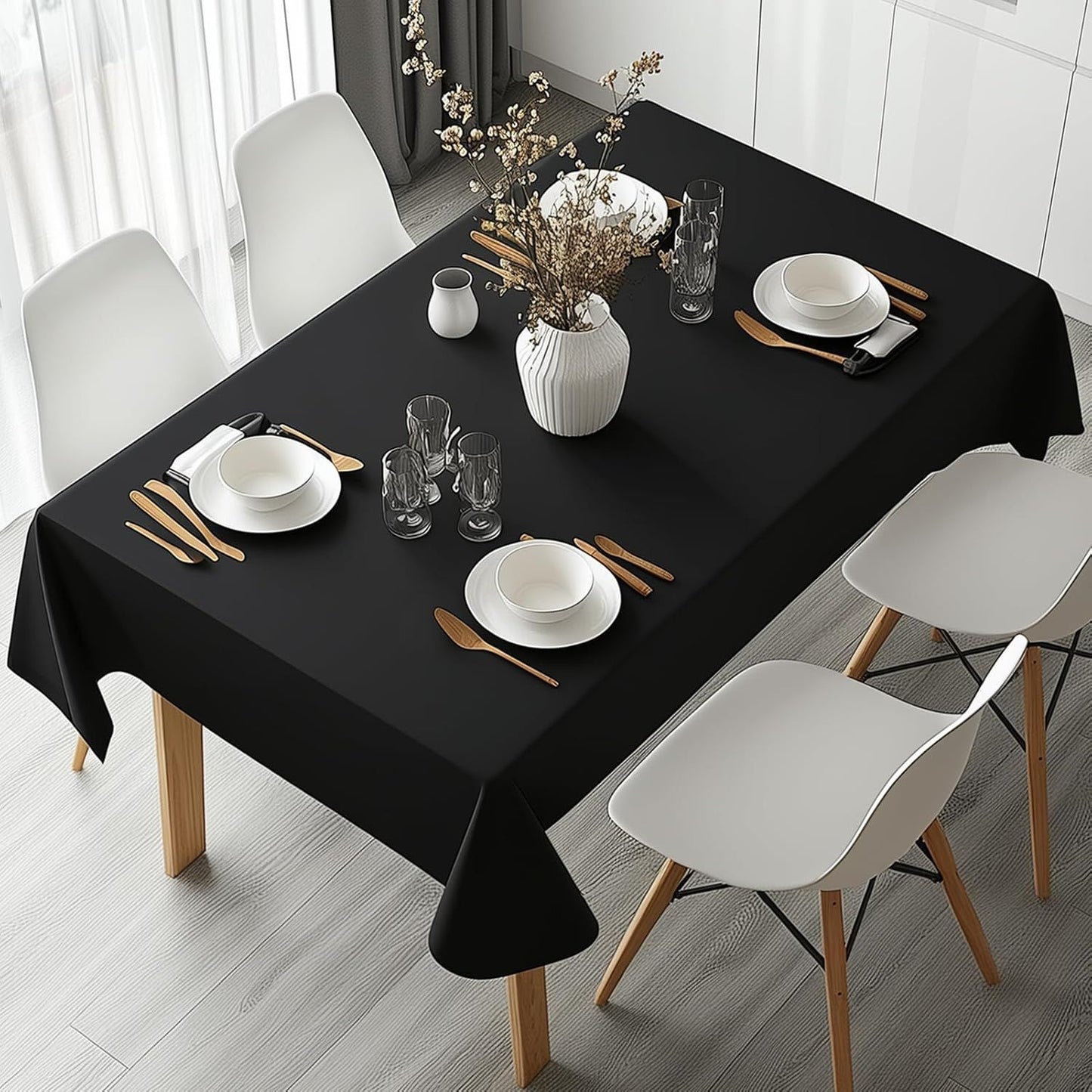 Black Rectangular Tablecloth - 54 x 108 inches - Disposable tablecloths for meals, parties and other occasions.