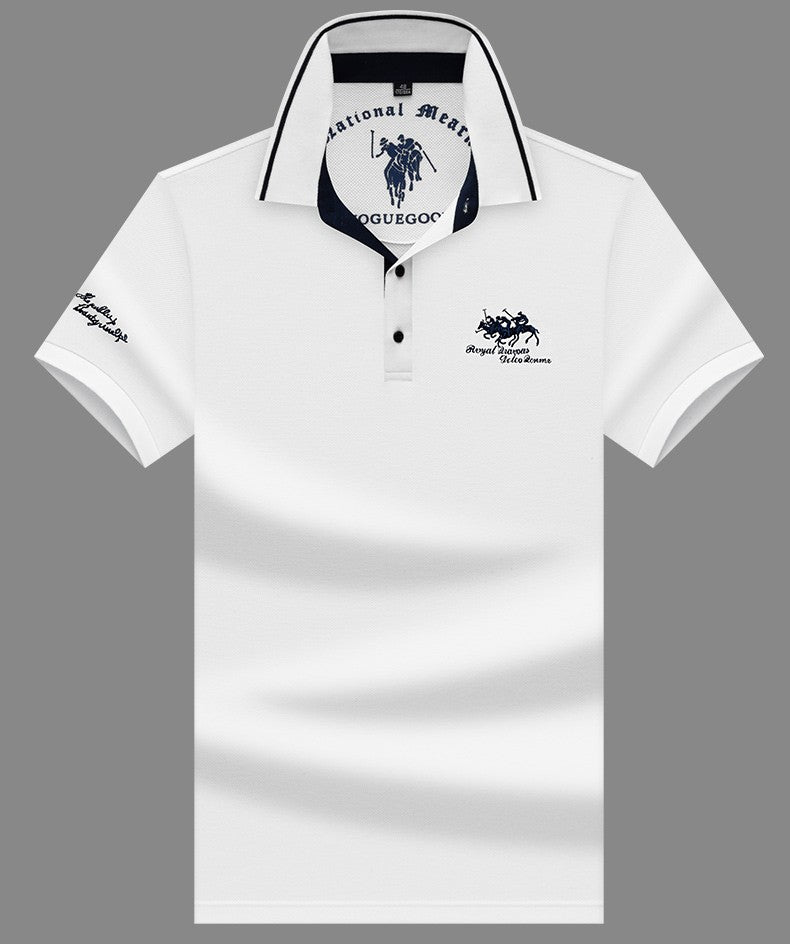 Summer New Embroidered Cotton Short Sleeved Polo Shirt for Men's Fashion, Casual, Comfortable, and Breathable T-shirt Top