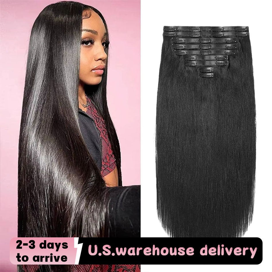 Cabelo Humano Liso Bone Clip In 2/3/5 Pçs/Conjunto 100% Natural Não Processado Brasileiro Virgem Aplique de Cabelo para Mulheres