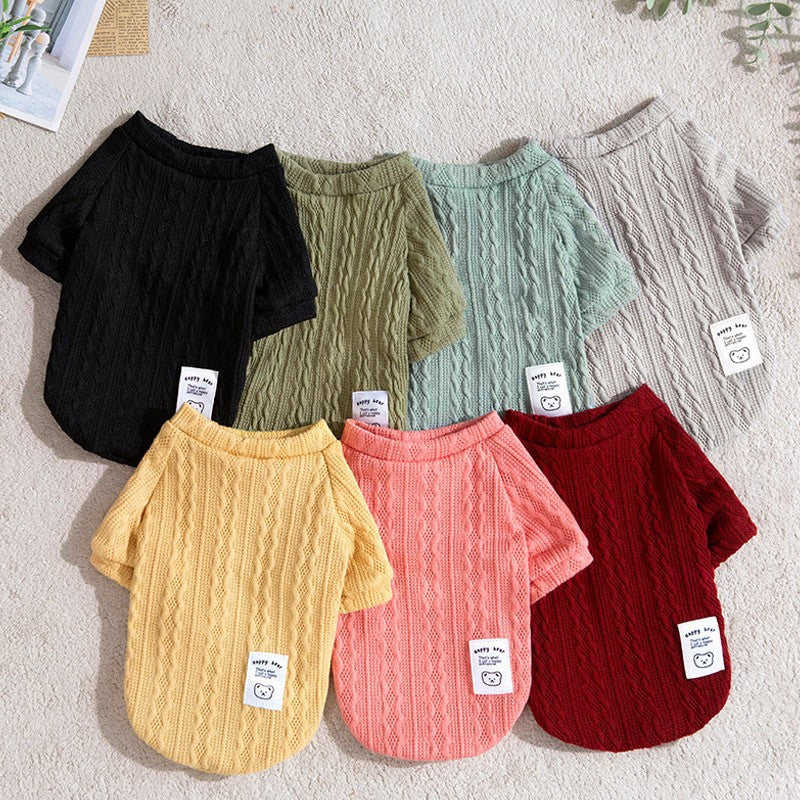 Suéter Clássico de Tricô para Cachorro Filhote Roupa de Inverno Quente para Animais de Estimação Pequenos Cães Gatos Colete Roupas para Animais de Estimação Traje de Bulldog Francês