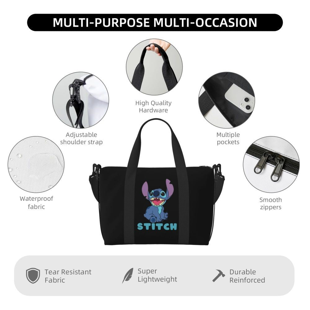 Custom Large SLilo And Stitch Cartoon Tote Bag Women Anime Shopping Shoulder Beach Gym Travel Bag
