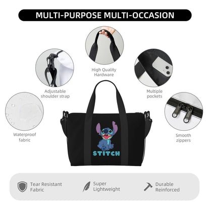 Custom Large SLilo And Stitch Cartoon Tote Bag Women Anime Shopping Shoulder Beach Gym Travel Bag
