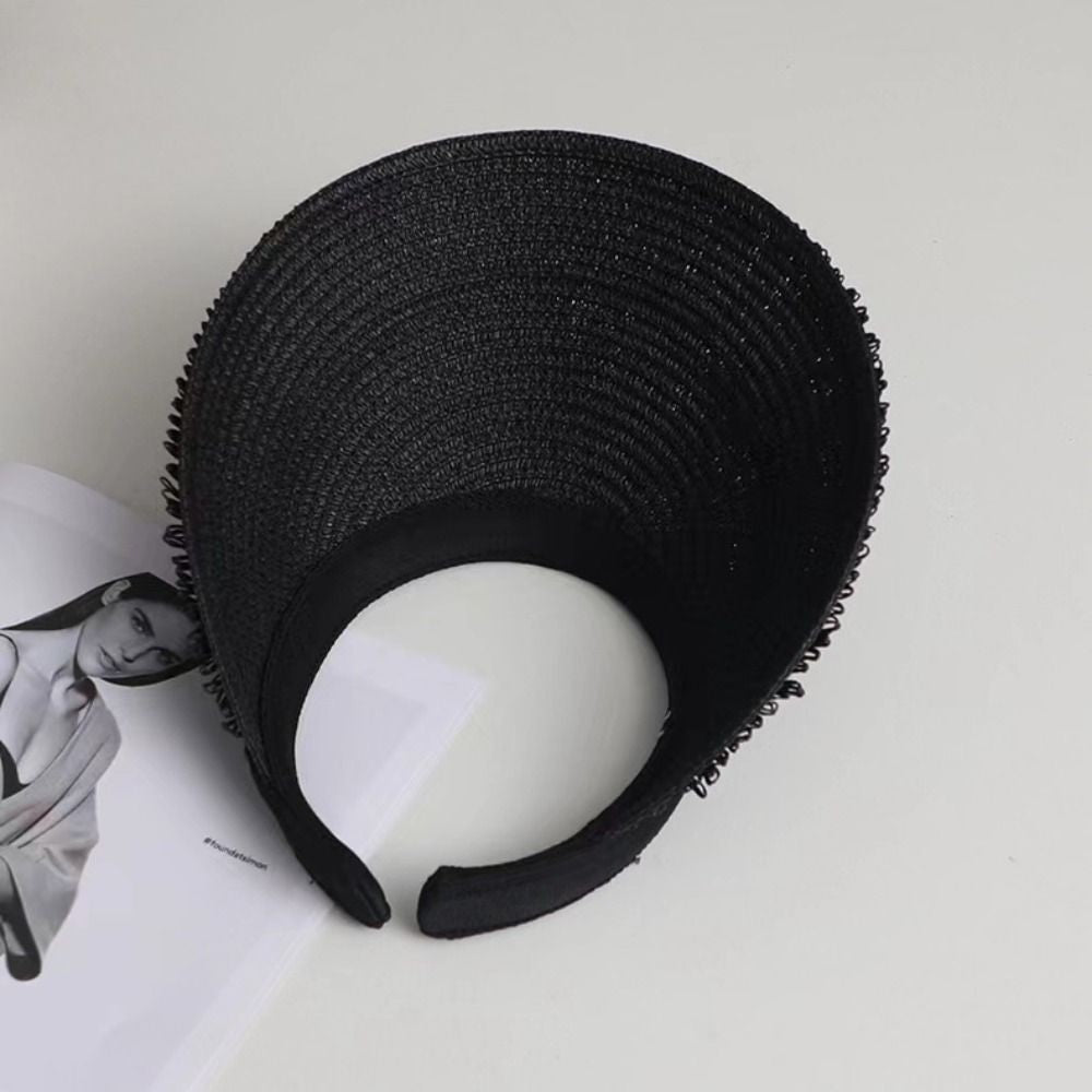 Fashion Designer Tassel Straw Hats Empty Top Summer Empty Top Sun Hat Beach UV Protection Sunshade Cap for Women