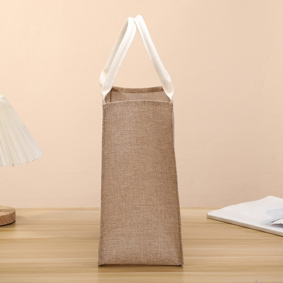 Solid color imitation linen women's handbag large capacity reusable eco-friendly shopping bag waterproof lining portable travel