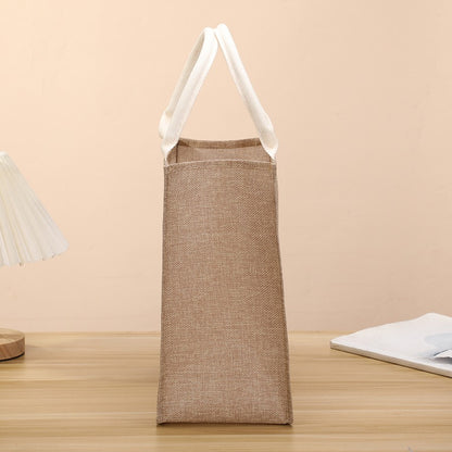 Solid color imitation linen women's handbag large capacity reusable eco-friendly shopping bag waterproof lining portable travel