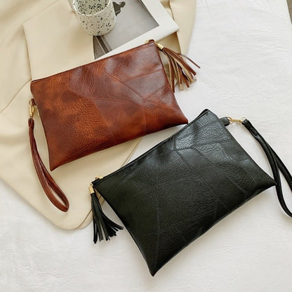 Casual Tassel Handheld Bag Korean Style PU Leather Zipper Coin Purse Earphone Pouch Wallet Small Item Bag Men