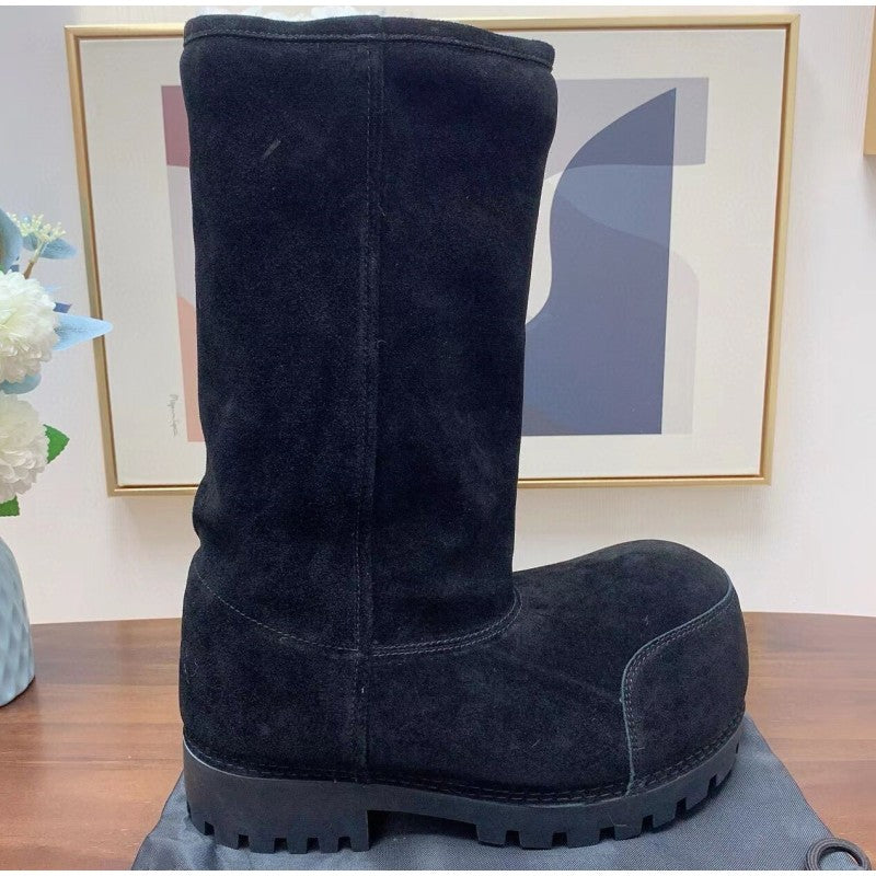 Fashionable Snow Boots Platform Elevating Warm Cotton Shoes Warm Big Head Design Long Boots Ladies All-over Brown Long Boots