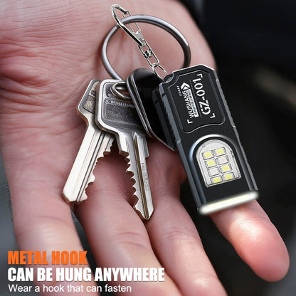 Mini COB LED Flashlight USB Rechargeable Torch with Magnetic Portable Powerful Working Light Outdoor Emergency Keychain Light