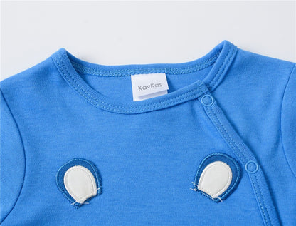 Kavkas 3 Pcs/lot Baby Boy Rompers 0-12M 100% Cotton Newborn Long Sleeve Clothes Cartoon Print Girls Items