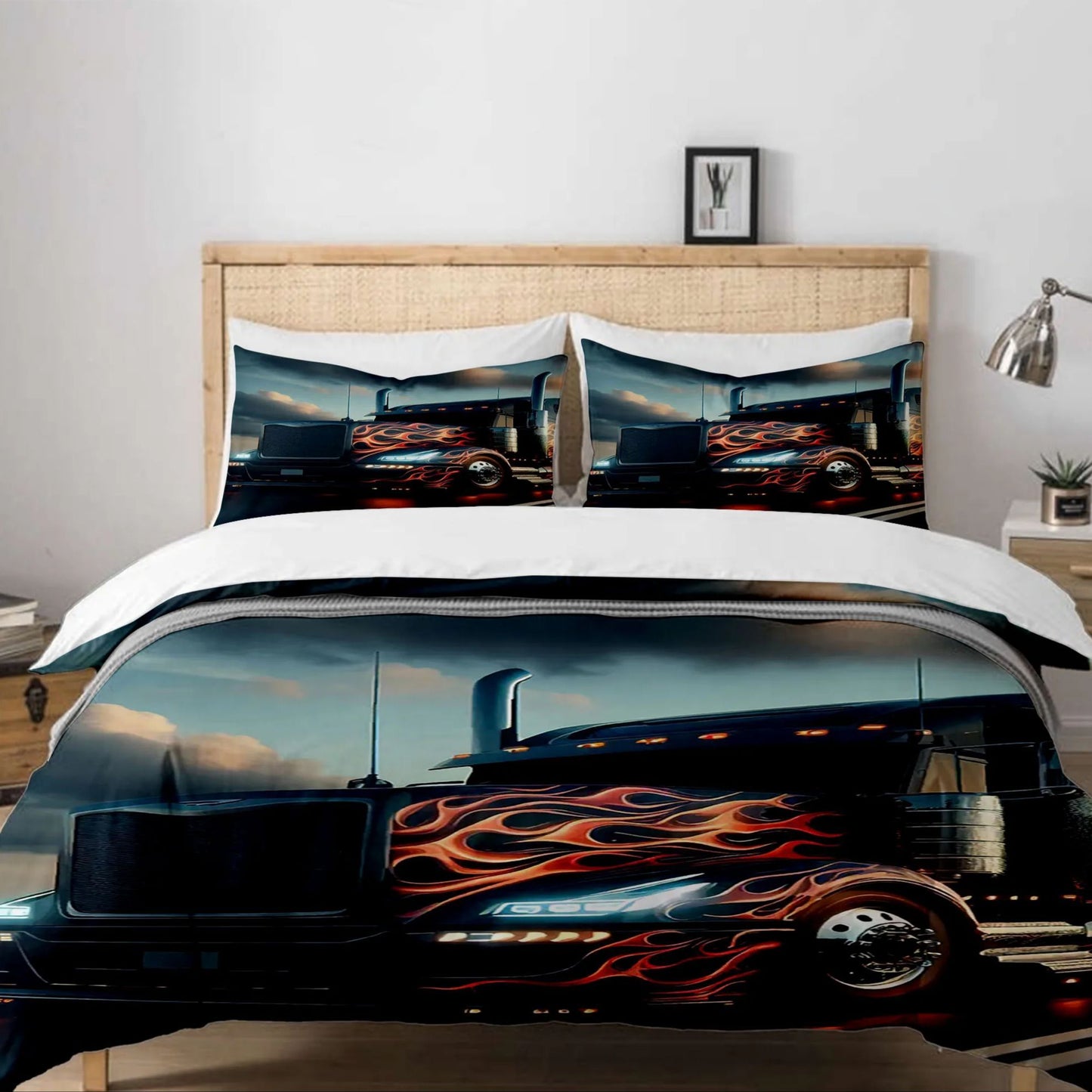 European Big Truck Duvet Cover Set EU Single Double King US Twin Full Queen Size Bed Linen Set