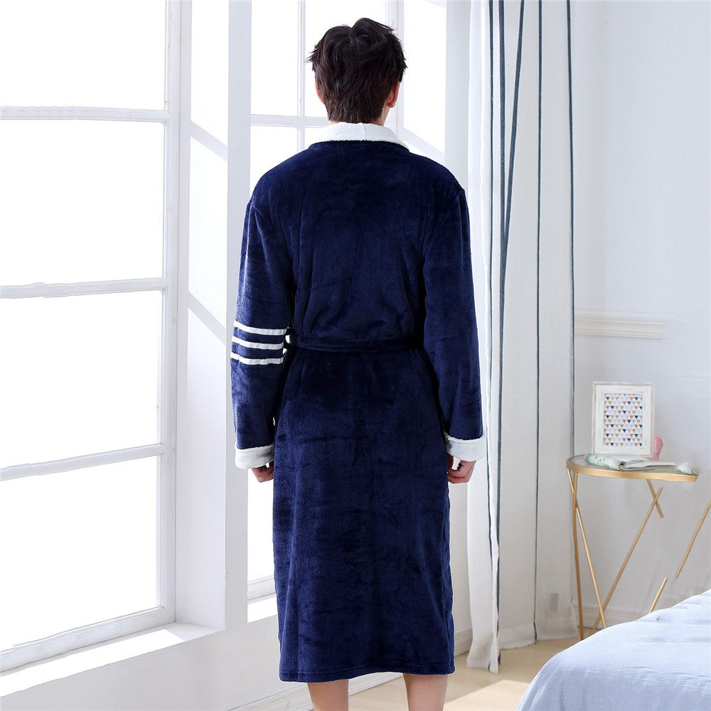 Large Size 3XL Flannel Robe Kimono Bathrobe Gown Winter Coral Fleece Sleepwear Nightwear Loose Thickened Home Wear Loungewear