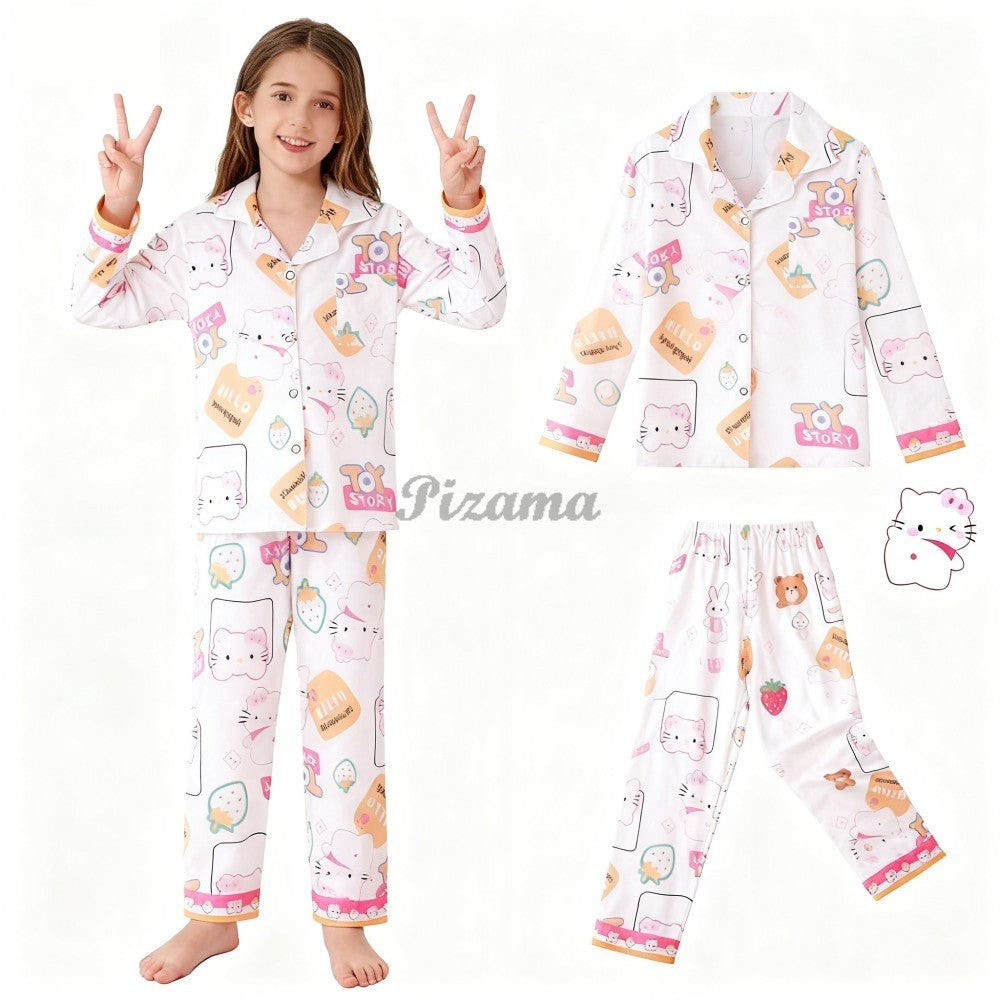 Sanrio Kuromi Girls Pajamas Sets Pijamas Navideños Melody Cinnamoroll Kids Pyjamas Girls Clothes 2pcs Full Sleeve & Pants Sets
