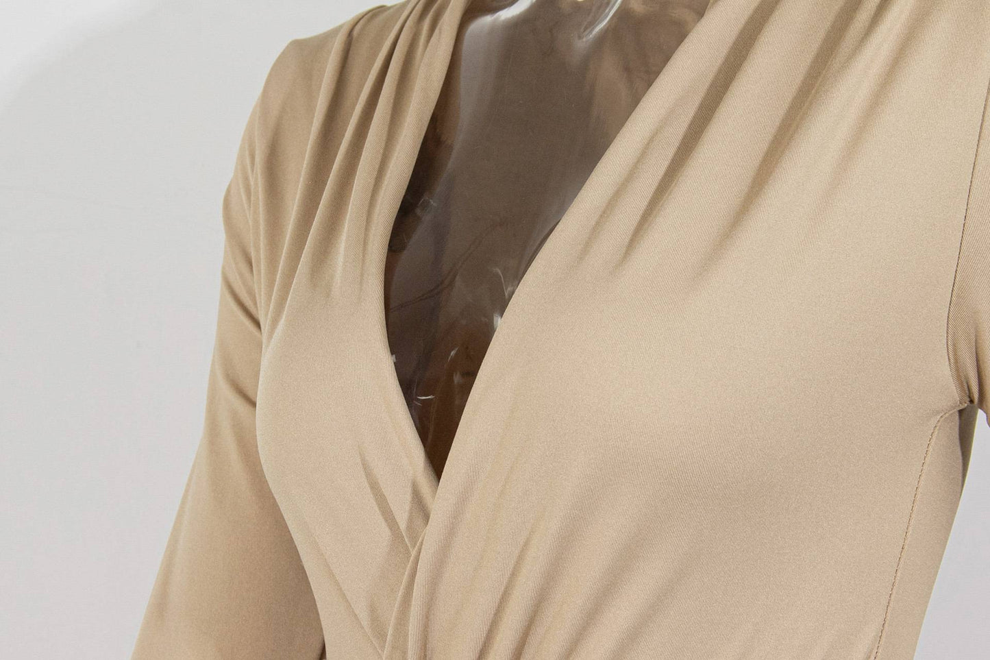 2025 Spring Autumn Deep V Neck Long Sleeve Bodysuits Women Fashion Solid Slim Fit Pleated T-Shirt Casual Female Jummsuits Tops