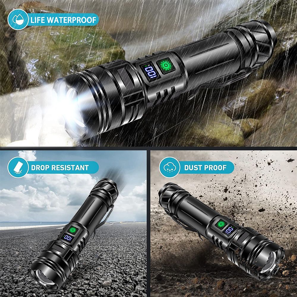 2025 Powerful LED Flashlight Super Bright Rechargeable Lamp Portable Ultra Power Torch Outdoor Emergency Camping Lantern