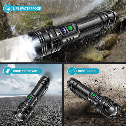 2025 Powerful LED Flashlight Super Bright Rechargeable Lamp Portable Ultra Power Torch Outdoor Emergency Camping Lantern