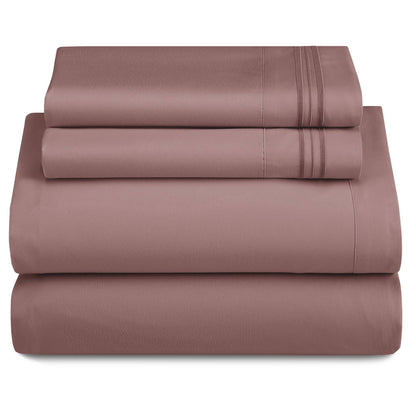 4-piece set of solid-colored bed sheets - 1801 series fashionable and comfortable bedding set