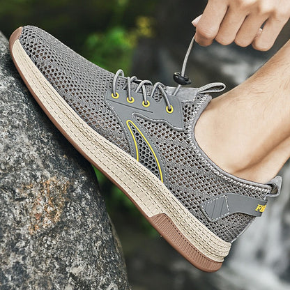 Sapatos Masculinos Casuais de Couro Genuíno para Exteriores Marca de Sapatos Masculinos para Escalada Caminhada Viagem Sapatilhas Respiráveis Masculinas Calçados de Verão