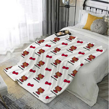 Manta Kawaii Hellos Cat para Joelhos, para Sala de Estar, Decorativa para Cama, Decoração de Quarto, Colcha para Casa, Manta para Sofá, Inverno
