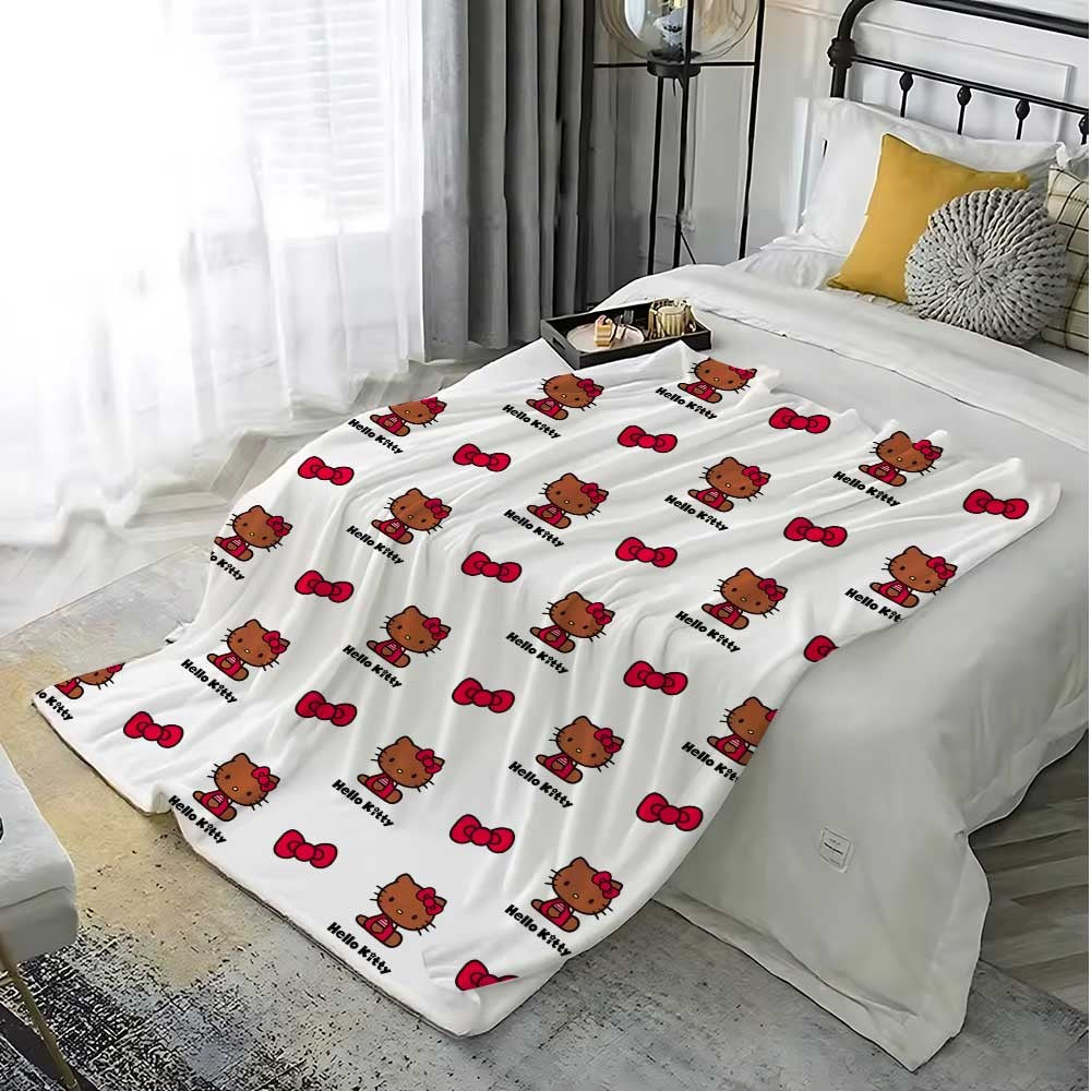 Manta Kawaii Hellos Cat para Joelhos, para Sala de Estar, Decorativa para Cama, Decoração de Quarto, Colcha para Casa, Manta para Sofá, Inverno
