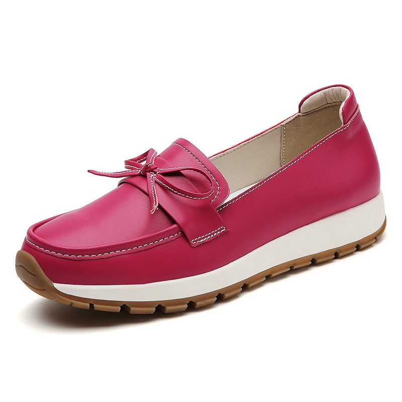 Genuine Leather Women Flats Fashion Casual Women Shoe Moccasins Shoes Woman Slip on Flat Shoes Black Ladies Shoes Plus Size