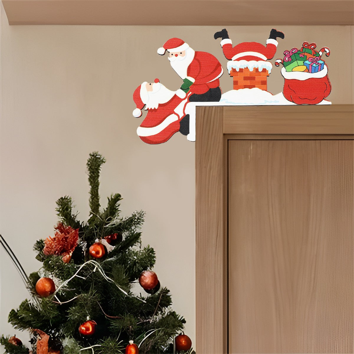 Christmas Gingerbread Man Wooden Door Frame Decoration Merry Christmas Decor for Home 2025 Navidad Xmas Ornament New Year 2026