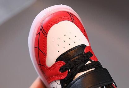 Disney Children's Sneakers Boys Girls Spiderman Led Light Sport Shoes Student Shoes Hook Anti-slip Kids Outdoor Basket Shoes