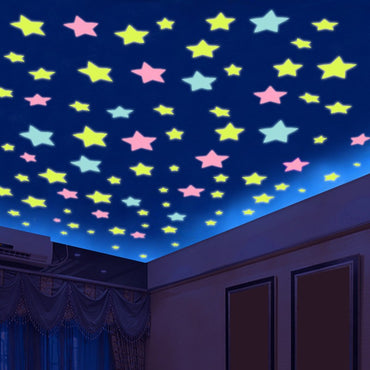 100pcs Luminous Wall Stickers Stars shine in the dark Sticker Decals for Kids Baby rooms Colorful Fluorescent Stickers Home deco