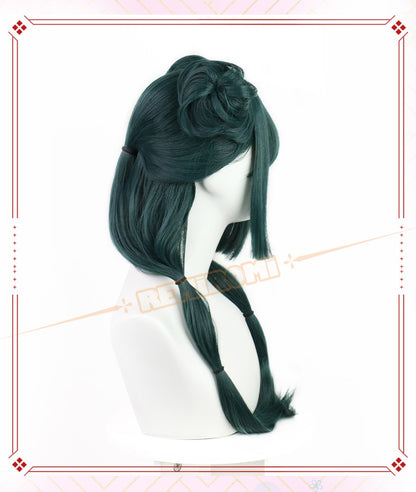 Peruca de Cosplay Maomao Sintética Anime The Apothecary Diaries Cabelo Verde 2 Estilos Kusuriya no Hitorigoto Grampo de Cabelo Touca + Touca de Peruca
