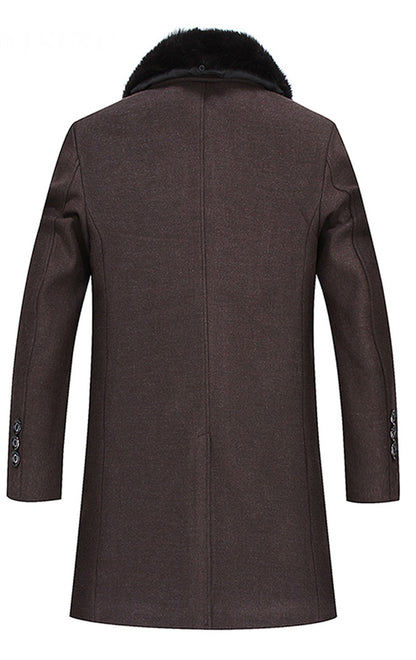 winter jackets men thicken woolen coat long outwear male warm overcoats fur wool & blends mens clothing l-4xl #18168 Holyrising