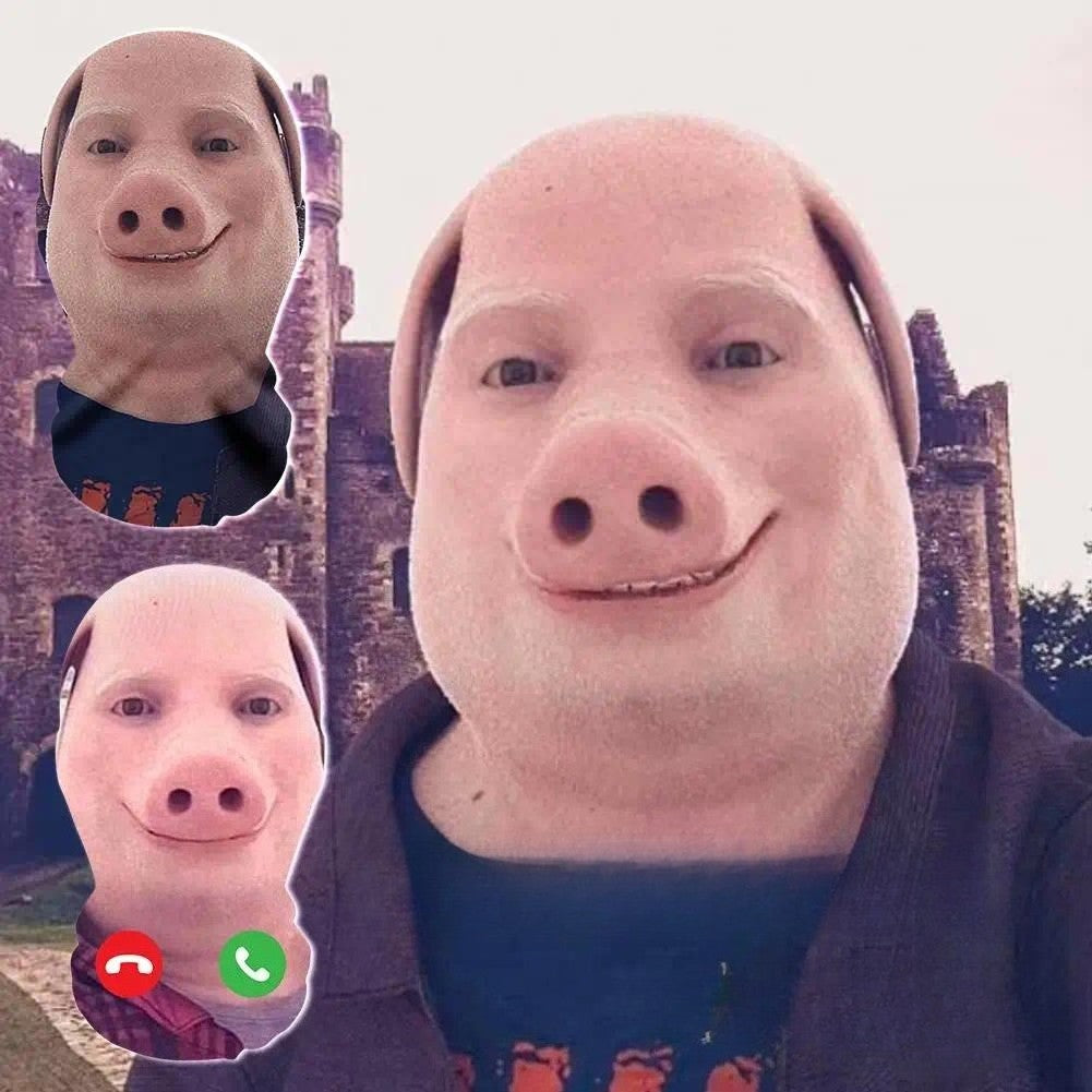 Full Face Funny Pig Mask, Breathable & Durable, Cosplay Theme Party Headgear Mask