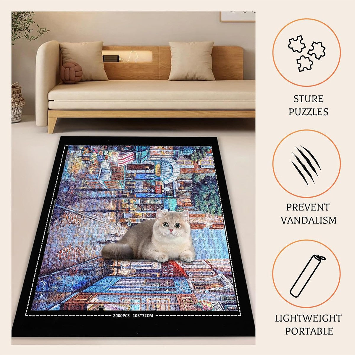 Puzzles Pad Storage Bag Jigsaw Roll Felt Mat Playmat, Up to 1500 Pcs, Perfect Puzzle Accessories for All Ages?Suitable for trave