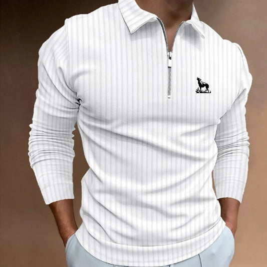Men Fashion Long Sleeve Zipper Polo Shirt Men Casual Lapel Polo Shirt Fashion Polo Shirt Casual Men Polo Shirt Men Tops Polo