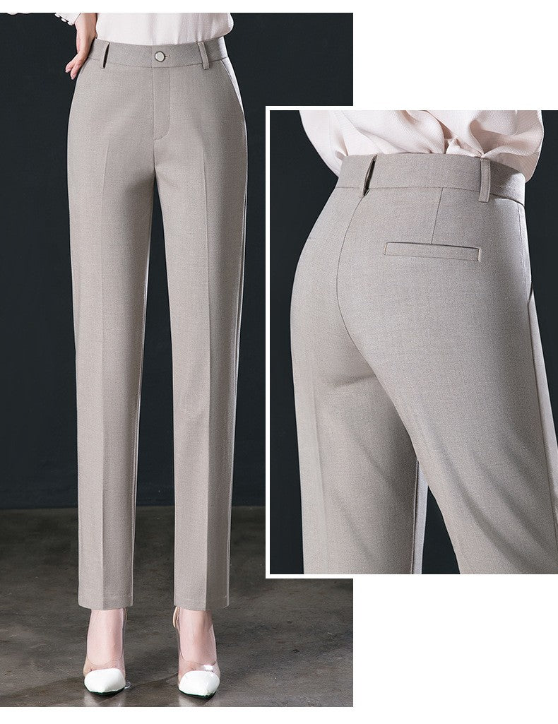 New Autumn Fashion Trousers Women's High Waisted Straight Suit Pants Loose Dress Pants Black Beige Grey Slacks Women Pantalones
