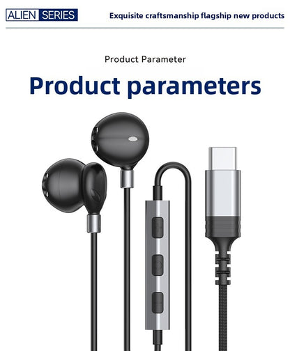 Fone de Ouvido com Fio Tipo-C Para Samsung Galaxy S25 S24 S23 S22 21 Ultra Plus Fone de Ouvido Intra-auricular de 3,5MM HiFi Bass Estéreo para Jogos