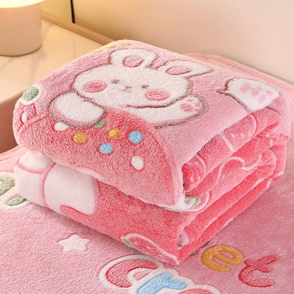Cozy Floral Flannel Throw Blanket Soft Machine Washable All-Season Comfort with Cute Pink Strawberry Flower Design