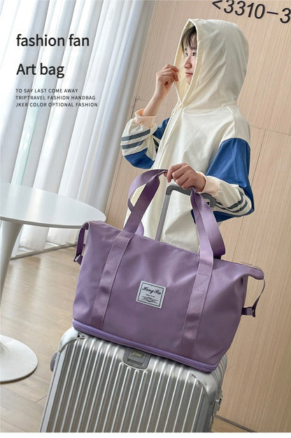 Travel Fitness Waterproof Foldable Luggage Handbag Outdoor Luggage Storage Bag Dry Wet Separation Fitness Bag Handbag