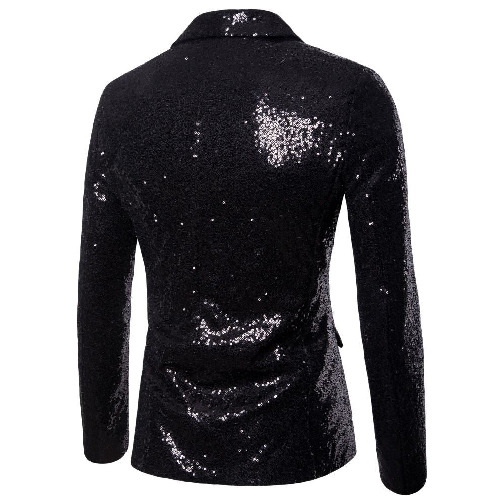 Men's Suit Round Sequin Pocket Single Row Button Wedding Groom Stage Show Hosting Dinner Menswear Bar Dance Casual Men Blazer