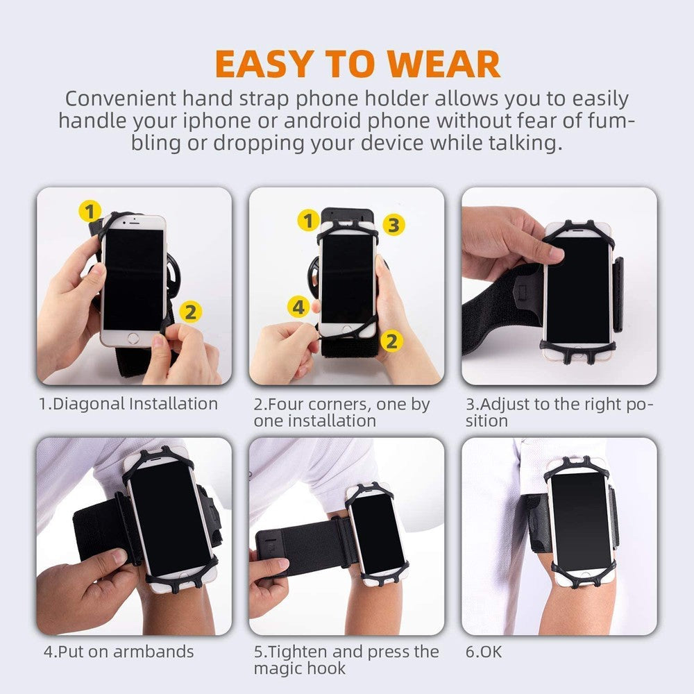 Running Wristband Phone Holder 360°Rotation Detachable Sports Armband with Key Holder for iPhone Samsung Xiaomi Huawei Phone