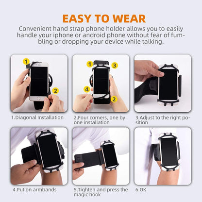 Running Wristband Phone Holder 360°Rotation Detachable Sports Armband with Key Holder for iPhone Samsung Xiaomi Huawei Phone