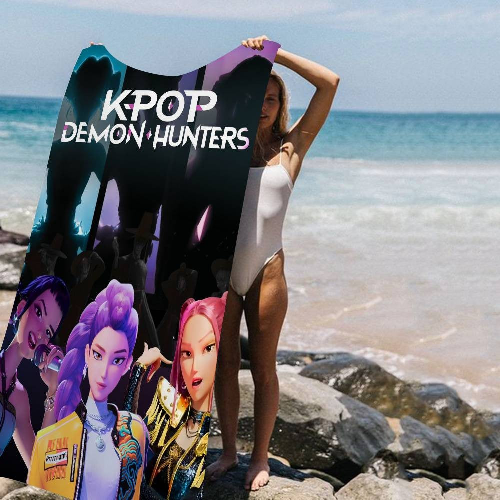 Kpop D-demon Hunters Microfiber Beach Towel Absorbent Quick Dry Soft Yoga Swimming Resort Mountain Climbing Towel